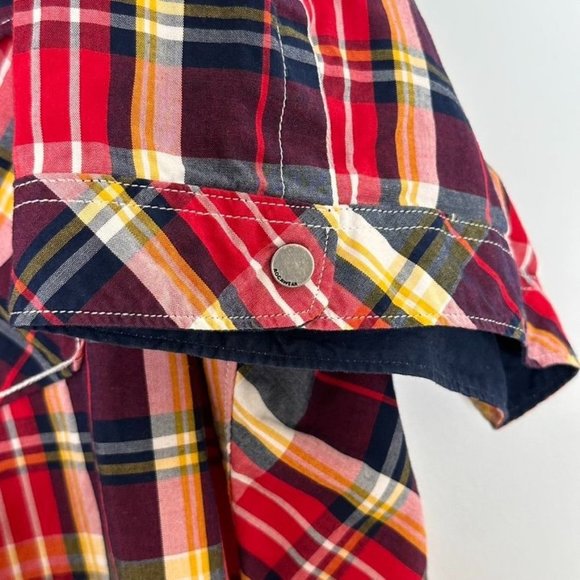 Rocawear Men's Button Down Shirt 3XL Short Sleeve Red Black Plaid Snap Buttons - Picture 7 of 10